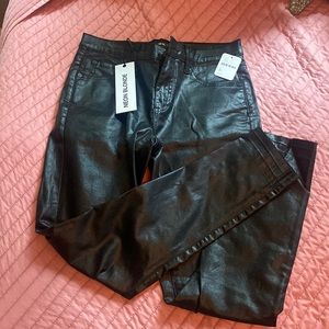 Neon Blonde Free People black faux leather pants
